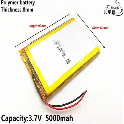 1pcs/lot Good Qulity 3.7V,5000mAH,806090 Polymer lithium ion / Li-ion battery for TOY,POWER BANK,GPS,mp3,mp4