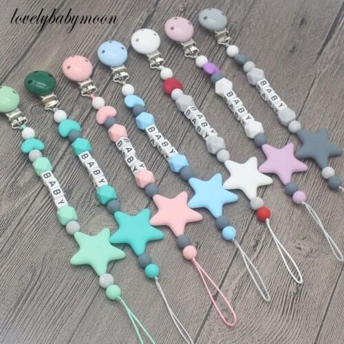 1pcs Baby Silicone Beads Pacifier Clips Holder Chain Silicone Pacifier Chains Five Star Baby Teether