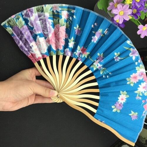 10pcs Ladies Floral Folding Chinese Silk Hand Fans Dance Show Props Wedding Party Favors