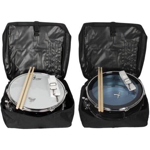 14 Inch Snare Drum Kit Stailess Steel Chrome Percussion w/ Drumsticks w/ Bag for Adults Students Beginners