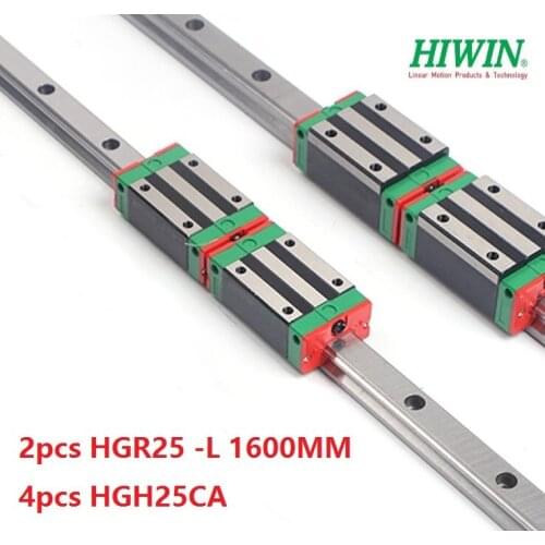 2pcs Hiwin linear guide HGR25-1600MM + 4pcs HGH25CA linear narrow blocks for cnc router