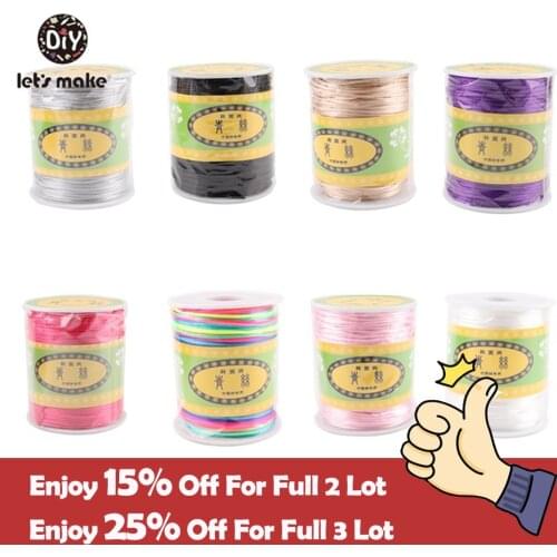 Lets Make Satin Nylon Cord 75m*1mm 2pc Sensory Necklaces DIY Crafts Accessories Silicone Teething Necklace Cord Stroller Parts