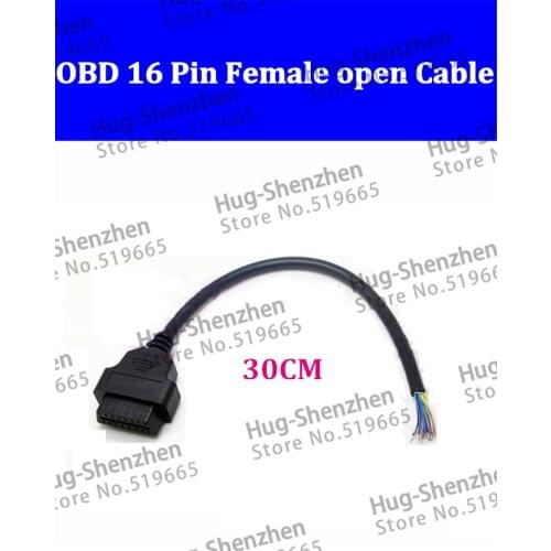 20pcs/lot OBD2 OBD-II Opening Cable 16 Pin Female Extension Connector Diagnostic Extender 30CM