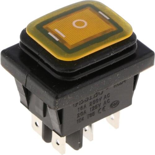2x Strong KCD4 On-Off-On 6 Pin 220V LED Marine Rocker Toggle Switch Waterproof Rocker Switches Yellow+Blue