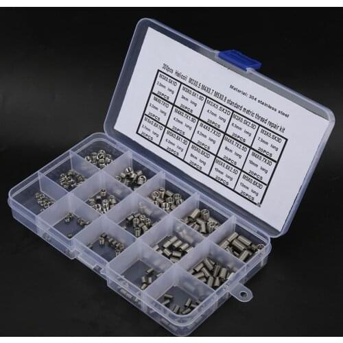 300Pcs Threaded Insert Stainless Steel Thread Repairing Tool M3x0.5 M4x0.7 M5x0.8 Helicoil Kith