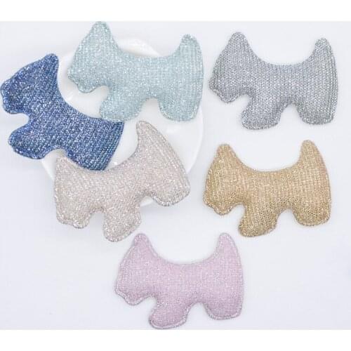 36Pcs 60*45mm Padded Silk Cloth Kawaii Dog Applique for Clothes Sewing Supplies Patches Handmade Headwear Hairpin Band Decor H93