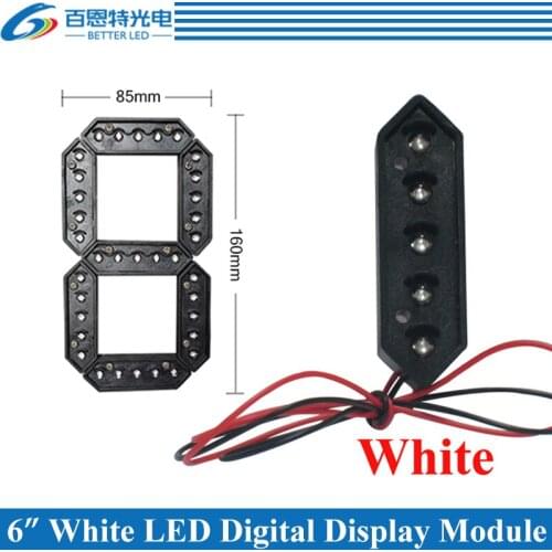 4pcs/lot 6" White Color Outdoor 7 Seven Segment LED Digital Number Module for Gas Price LED Display module