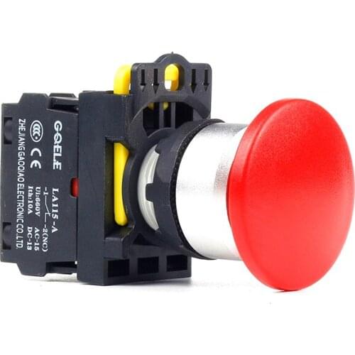 5 PCS Push button switch Mushroom button Latching OR Momentary IP65 LA115-A2-11M-G