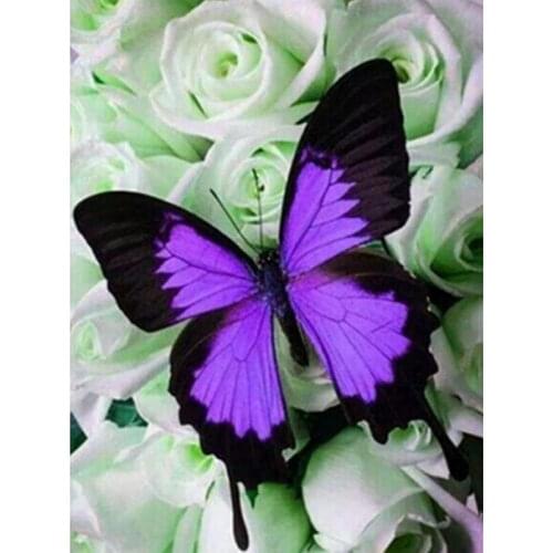 Full square diamond 5D DIY diamond embroidery purple butterfly rose diamond painting Cross Stitch Rhinestone mosaic decor