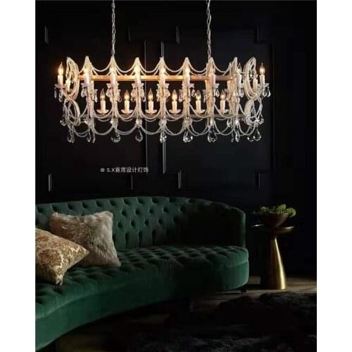 American retro bedroom restaurant French simple luxury model room villa hotel long princess wind crystal chandelier