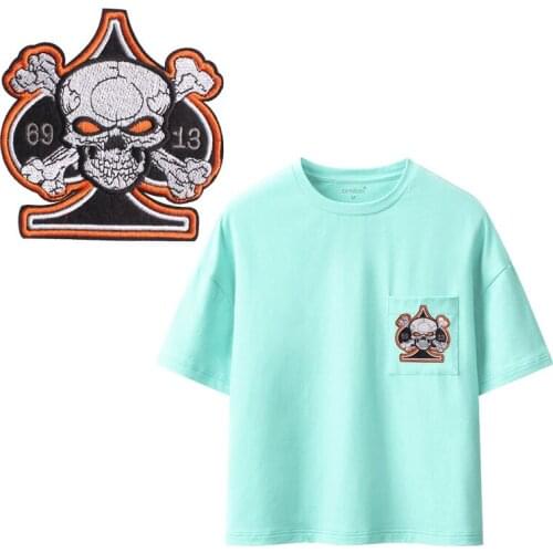 Skull Punk Car Patches For Stripe Clothes Patch A-level Washable Iron On Applique DIY Clothing Sticker