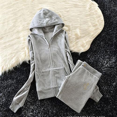 Letter Pattern Womens Set 2 Piece Tracksuit Velvet Hooded Jacket Tracksuit Joggers Female 2021 Spring Casual Sports S-XL