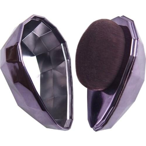 Diamond Shape Full Coverage Wet Foundation Brush Soft Kabuki Bronzer Makeup Brush with Cover Purple
