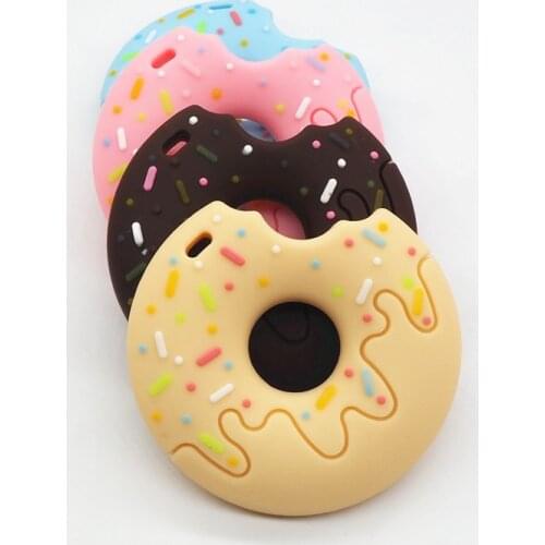 Chenkai 10PCS BPA Free Silicone Cookie Pendant Teether DIY Baby Biscuit Pacifier Dummy Donut Nursing Chewing Jewelry Toy Gift