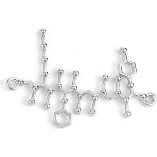 DoreenBeads Zinc Based Alloy Molecule Chemistry Science Connectors Silver Color DIY Charms 35mm(1 3/8") x 23mm( 7/8"), 10 PCs