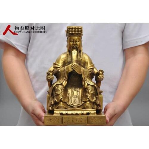 Chinese Taoism copper brass Deity Heaven Jade Emperor seat Dragon Chair & Goddess Queen Mother Statue Big 28cm
