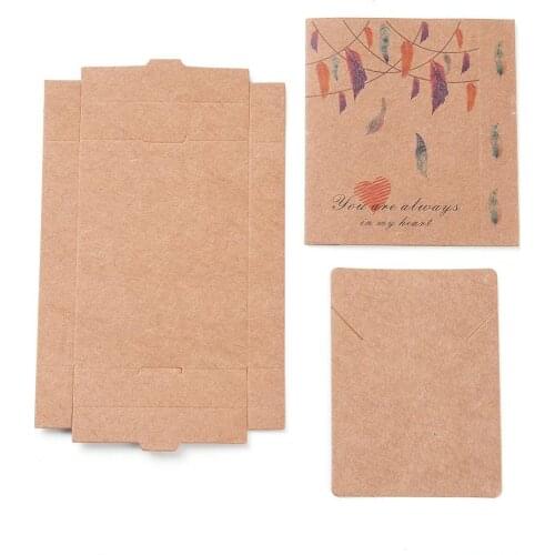 Kraft Paper Boxes and Necklace Jewelry Display Cards Packaging Boxes with Feather Pattern BurlyWood Folded Box Size: 7x5x0.05cm