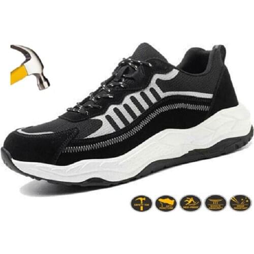Fashion Brand Sneakers Construction Mens Safety Shoes Outdoor Steel Toe Cap Work Shoes Puncture Proof Breathable Men Boots
