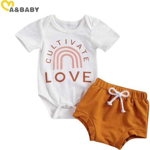 Ma&Baby 0-18M Summer Newborn Infant Baby Boy Clothes Set Cute Rainbow Short Sleeve Romper Shorts Outfits