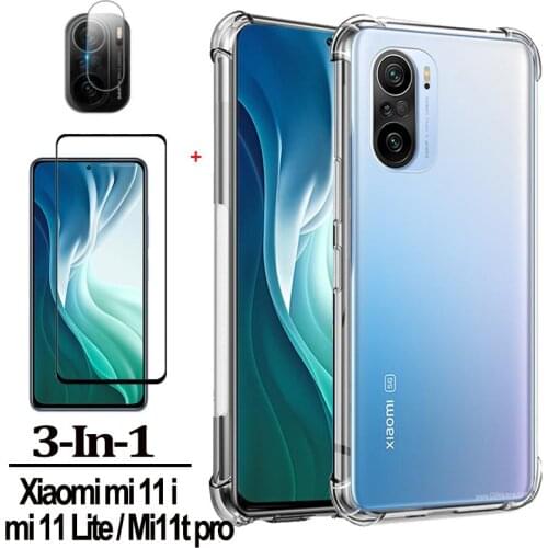 Silicone Cases Mi 11i Case+Glass For Xiaomi Mi 11Lite Mi 11 Lite Mi11 i Shockproof Back Cover Capa Mi 11 i Mi11i 5g Phone Case