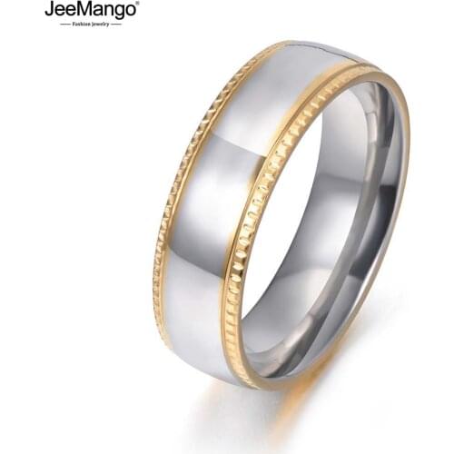 JeeMango Trendy Smooth Ring 316 Stainless Steel Anniversary Rings Jewelry For Men & Women Ring Drop Shipping JR17157