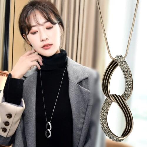 Fashion Geometric Oval Hanging Long Necklace Pendants For Women 2020 New Jewelry Sweater Chains