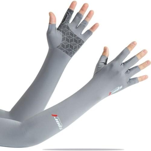 Outdoor Sports Mens Ice Silk Driver Finger Design Running Cycling Arm Sleeve Equipment Sunscreen Ice Sleeves Arm Warmers Set