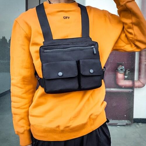 Men Waist Bag Hip-hop Chest Rig Bag For Men Canvas Chest Pack Tactical Vest Pack Male Abdomon Bags Chest Purse Streetwear Kanye