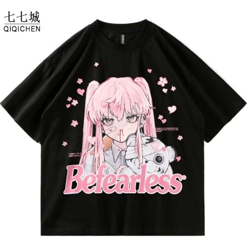 Mens Street T Shirts Nosebleed Girl Print Anime Cartoon T-shirt Women Summer Oversized Tops Harajuku Japanese Tshirts Couple