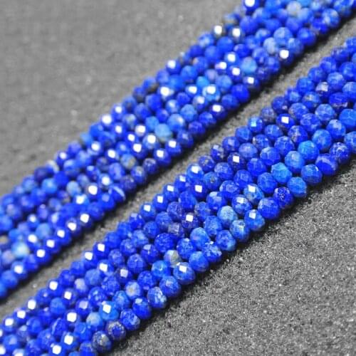 Natural Blue Lapis Lazuli Beads Faceted Rondelle Spacer DIY Loose Beads For Jewelry Making beads Accessories 15'' Women Gift