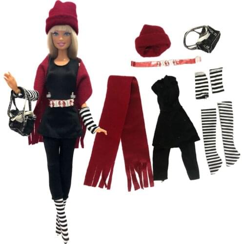 NK Newest Doll Clothes Model Fashion Wear Clothing Bag Stocking Scarf For Barbie Doll Accessories Girl Doll Toy DIY Gift 10C