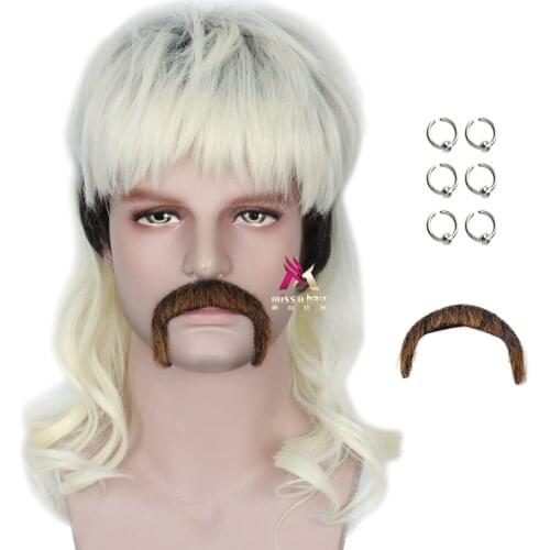 New Anime Hot Selling Daily Stage Performance Halloween Tiger King Joe Exotic Beard Earrings Cosplay Set