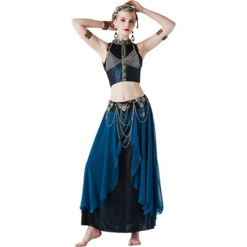 New Tribal Style Sexy Belly Dance Set Performance Women Dancewear Vintage Bellydance Clothing Bollywood Carnival