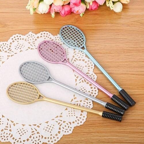 Adorable Tennis Racket Pens 0.5mm Fine Point Ink Pens Student Stationery Gift Pen Washable Handle School Writing Stationery