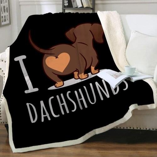 Dachshund Lovers Gifts Sherpa Blanket Dogs Cute Dachshund Animal Fleece Blanket Wiener Sausage Dog 3D Printed Bed Couch