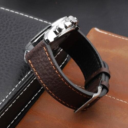 Leather Skin Watch Band 18mm 20mm 22mm 24mm Black Blue Green Watch Strap Vintage Style Bracelet With Quick Release Bar