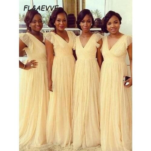 Wholesale Price Chiffon Bridesmaid Dresses A-Line Princess Sleeveless V-neck Floor-Length Bridesmaid Dress for Wedding Party