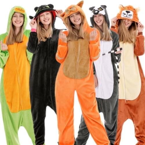 Adults Animal Unicorn Pajamas Cartoon Sleepwear Winter Pajama Set Stitch Shark Kigurumi Unicornio Women Men Flannel Pyjamas