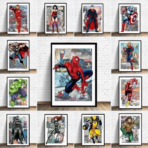Marvel Avengers Comics Canvas Poster Captain America Iron Man Painting Prints Wall Art Pictures for Kis Room Home Decor Cuadros