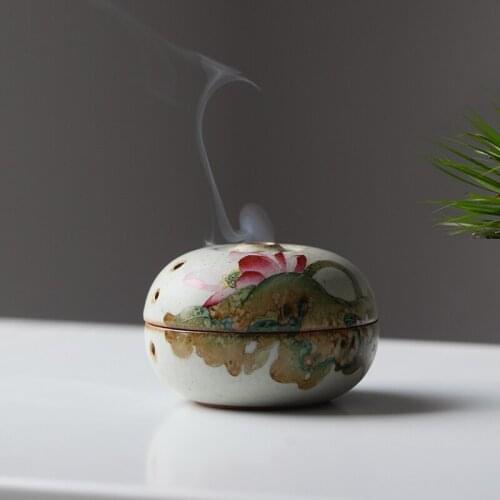 Hand painted lotus lotus ancient zen censer incense tower incense tray incense incense insert japanese incense burner