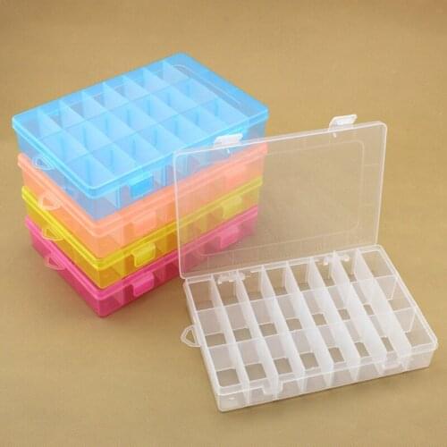 24 Grids Removable Plastic Storage Box Multipurpose Beads Earrings Jewelry Pills Nail Tips Display Storage Case