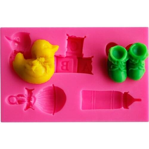 Silicone Mold Baby Duck Bottles Letters Shoes Toy Series Shape Mold Cookware Dining Bar Cake Decorating Fondant Tools
