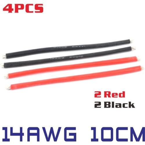 4PCS 2Red /2Black 10CM 14AWG/16AWGLength Silicone Rubber Wire Cable For DIY FPV Racing Drone ESC