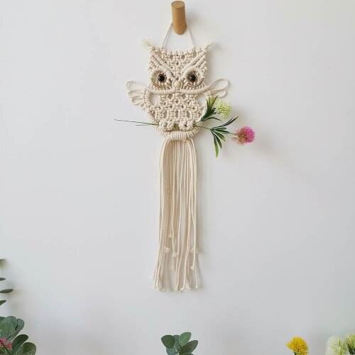 Owls Macrame Woven Wall Hanging Dreamcatchers Bohemian Tapestry Wall Art Decor For Apartment Dorm Room Decoration