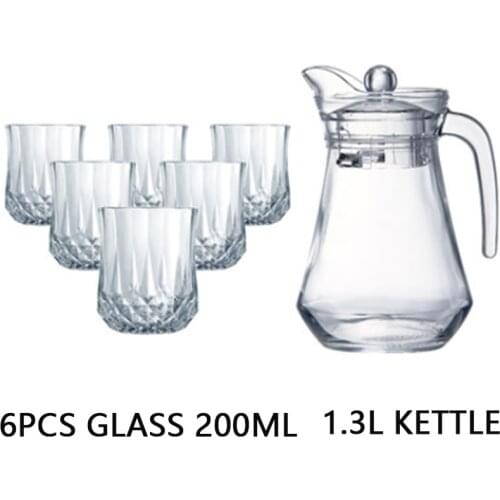 Tea Pot Glass 7pcs set Juice Water Kettle Japanse Theepot Glass Teapot 1.1L 1.3 L Jug 200ML 250ML CUP Home Party Wedding used
