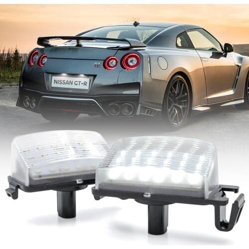 2pc LED License Number Plate Lights Lamp For Nissan Versa 4D 5D Livina GTR R35 Cube Z12 370Z Z34 Leaf For Infiniti G35 G37