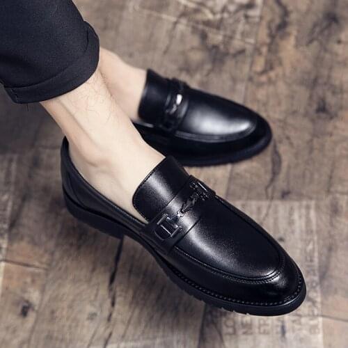 2021 new mens business casual shoes single pedal black pointed youth leather fashion shoes high quality zapatillas hombre 38-46