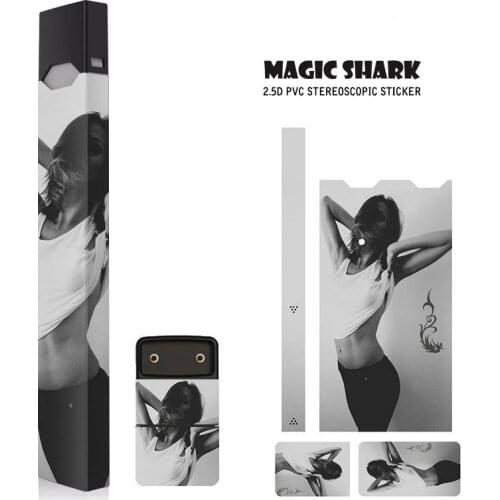 Magic Shark Punk Man Sexy Women Printing PVC Case Cover Skin For JUUL E Cigarette For JUUL Sticker Full Wrap Film