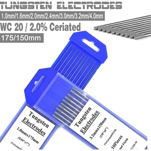WC20 2.0% Ceriated(Gray) 150mm/175mm 1.0/1.6/2.0/2.4/3.0/3.2/4.0mm Tig Rods Professional Tungsten Electrodes TIG Welding Rods