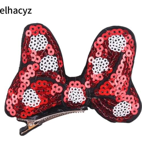 1PC New Chic DOT Sequin Bows Hair Clips Girls Kids Cartoon Hairpins Barrette Children Headwear DIY Hair Accessories